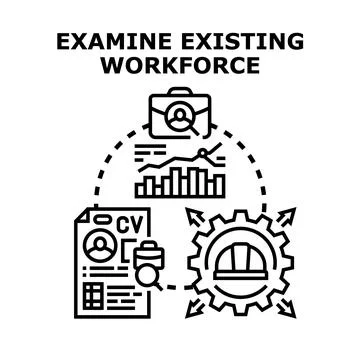 Businesses examining existing workforce. Evaluating employee skills. And anal Stock Illustration