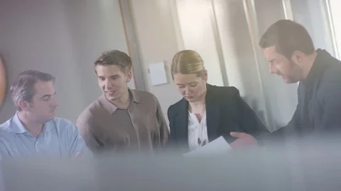 Businessgroup discuss a contract Stock Footage 72340194