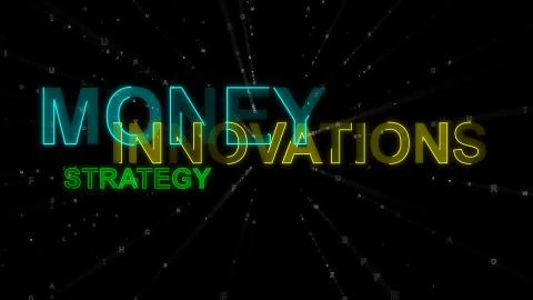 A businesslike 3d rendering of such concept words as innovation, money and st Stock Illustration