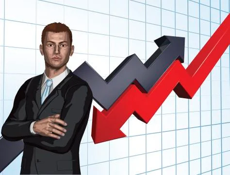 Businessman abstract arrow graph background イラスト素材