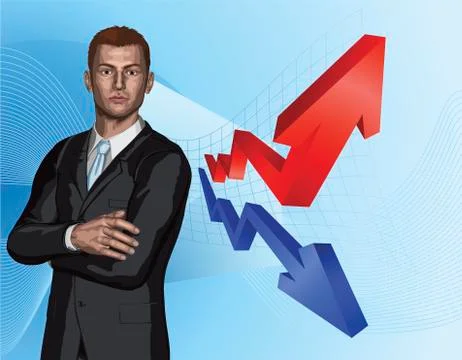 Businessman abstract arrow graph background Stockillustratie