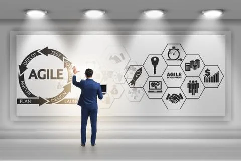 Businessman in agile software development concept Stock Photos