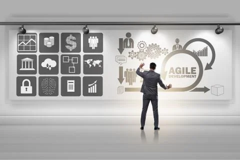 Businessman in agile software development concept Foto stock
