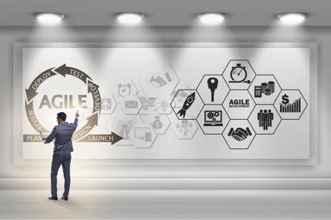 Businessman in agile software development concept Stock Photos