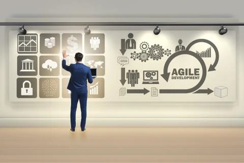 Businessman in agile software development concept Stock Photos