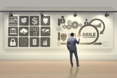 Businessman in agile software development concept 스톡 사진