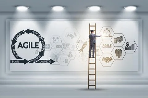 Businessman in agile software development concept Stock Photos
