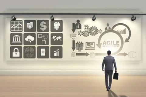 Businessman in agile software development concept Stock Photos