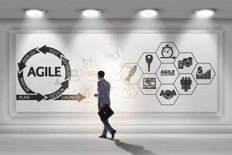 Businessman in agile software development concept Stock Photos