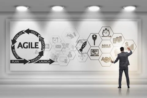 Businessman in agile software development concept Foto stock