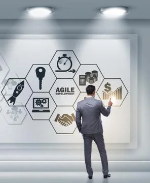 Businessman in agile software development concept Stock Photos