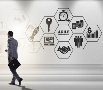 Businessman in agile software development concept Foto stock