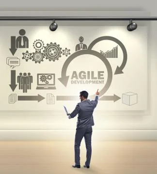 Businessman in agile software development concept Foto stock