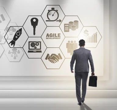 Businessman in agile software development concept Stock Photos