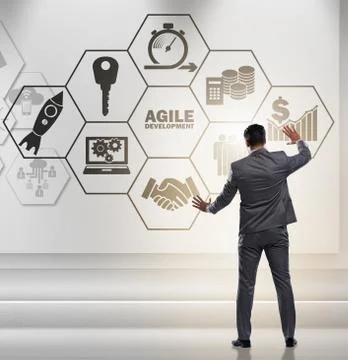 Businessman in agile software development concept Stock Photos