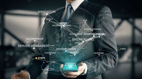 Businessman with Algorithmus (german) . In english algorithm Stock Footage 83867811