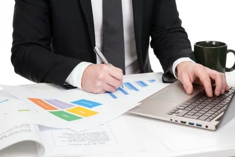 Businessman analysing data Stock Photos
