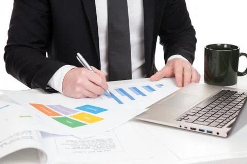 Businessman analysing data Stock Photos
