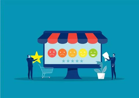 Businessman analysis from Customer Feedback concept. Illustration Stock Illustration