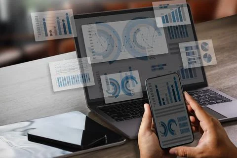 Businessman analytics datum work research chart analysis financial strategy.. Stock Photos