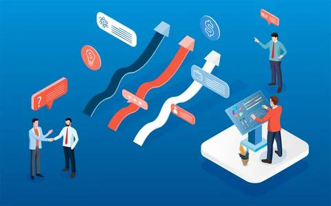 Businessman analyzing big data Use a database storage system for sale product Stock Illustration