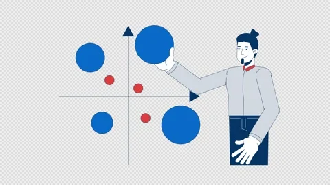 Businessman analyzing bubble chart 2D animation Video stock 307592512