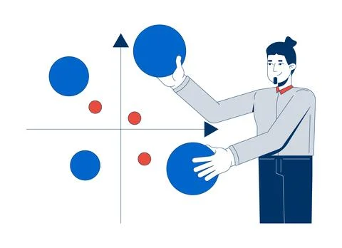 Businessman analyzing bubble chart 2D illustration concept 库存插图