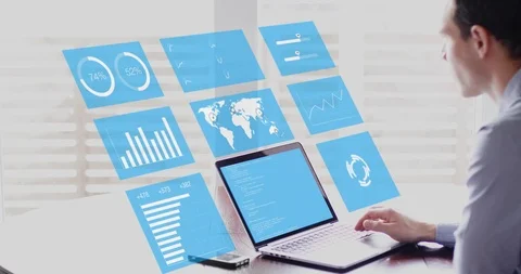 Businessman analyzing business analytics chart metrics, financial report Vídeos de archivo 92250925