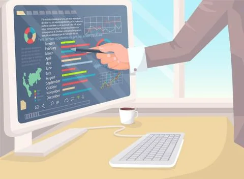 Businessman Analyzing Business Data Vector Banner 스톡 일러스트
