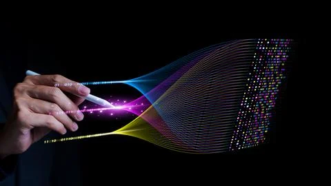 Businessman analyzing complex big data with AI artificial intelligence, Stock Photos