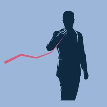 Businessman analyzing data, vector silhouette, flat design illustration Illustrazione stock