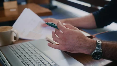 Businessman Analyzing Documents and Digital Data 스톡 동영상 313345727