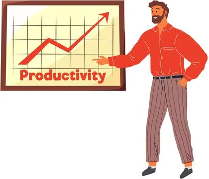 Businessman analyzing graph, analyst makes presentation rising productivity Illustrazione stock