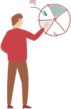 Businessman analyzing graph, analyst makes presentation. Data science concept Illustrazione stock