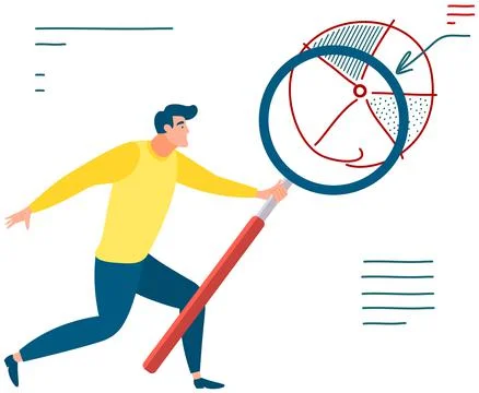 Businessman analyzing graph, analyst makes presentation. Data science concept Illustrazione stock