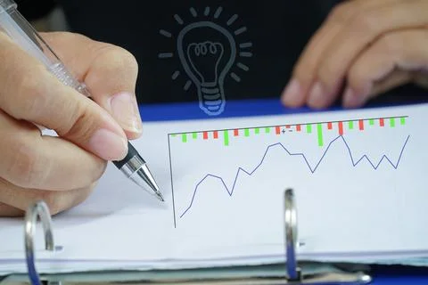 Businessman analyzing graph, Display Graph, Accounting Stock Photos