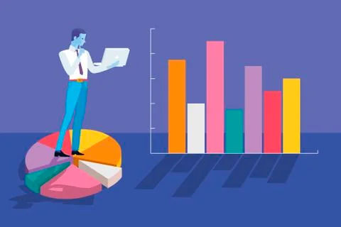 Businessman Analyzing Graphs and Statistics Stock Illustration