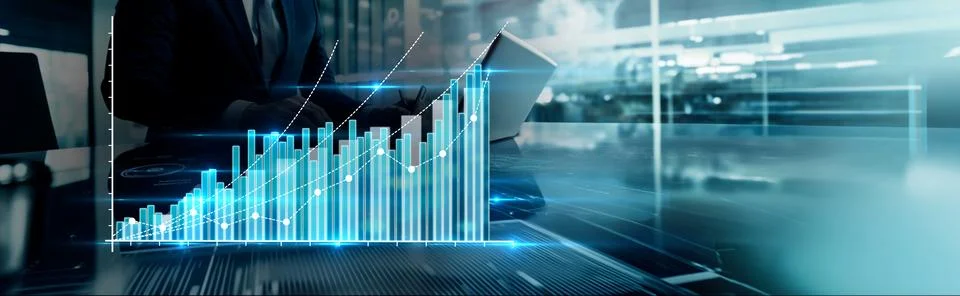 Businessman Analyzing Project Management Data and Business Growth Charts Stock Illustration