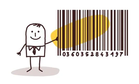Businessman and bar code 스톡 일러스트