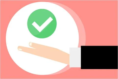 Businessman and check mark. Vector Stock Illustration