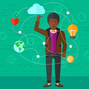 Businessman and cloud computing 스톡 일러스트