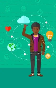 Businessman and cloud computing Stock Illustration