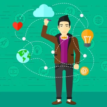 Businessman and cloud computing Stock Illustration