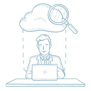 Businessman and cloud computing technology Illustrazione stock