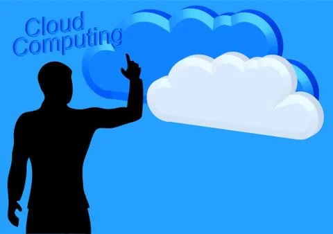 Businessman and clouds Illustrazione stock