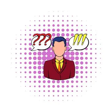 Businessman and clouds with marks icon Stock Illustration