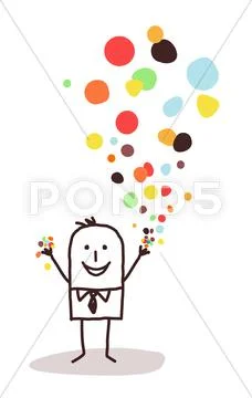Businessman and confetti Stock Illustration