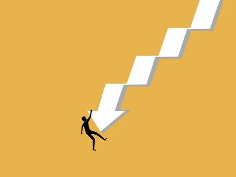 Businessman and the falling arrow Stock Illustration