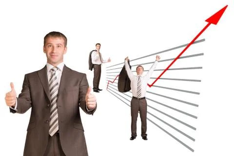 Businessman and graphical chart Stock Illustration