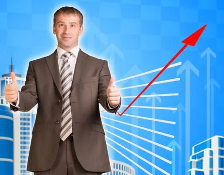 Businessman and graphical chart Stock Illustration